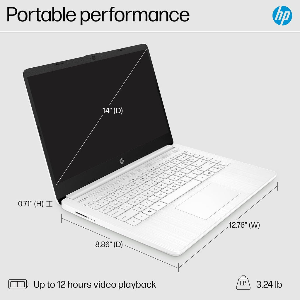 HP 14' Ultra-Light Laptop for Student & Home (1-Year Office 365, Intel Celeron N4500, 4GB RAM, 192GB Storage (64GB + 128GB SD)) 12-Hr Long Battery Life, Webcam, Wi-Fi 6, Fast Charge, Win 11 Home in S