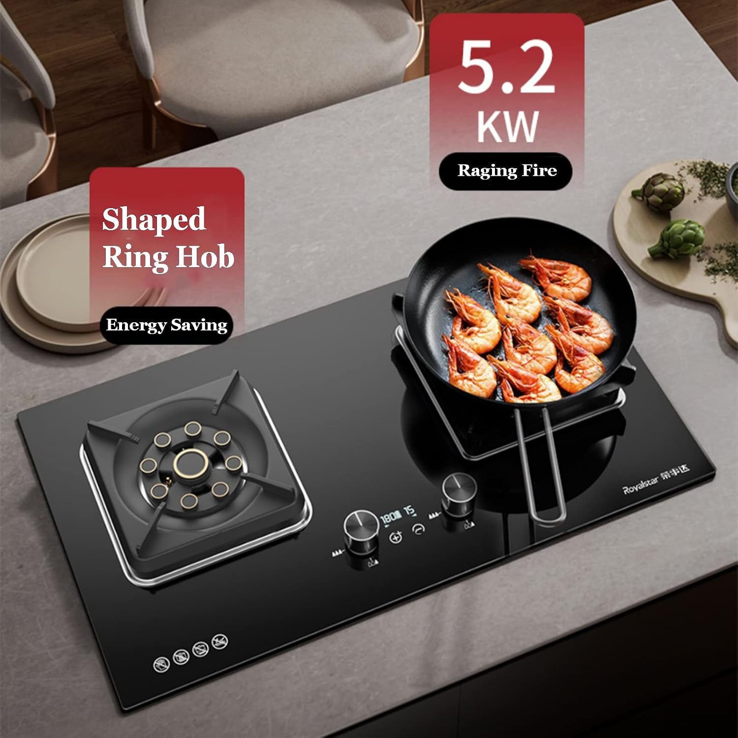 Propane Stove,2 Burners Portable Propane Stove,tempered Glass Gas Cooktop,Maximum 17742.4BTU for Food Trucks and Family Restaurants (Color : LPG, Size : Style 1)
