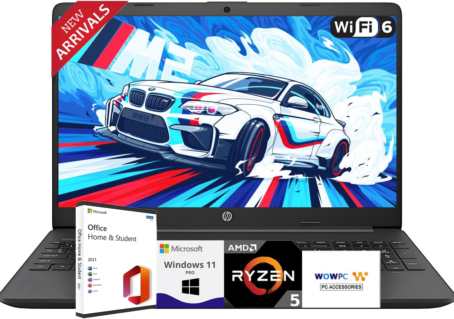 HP 2025 Latest 15.6' Business and Student Laptop, AMD Ryzen 5 7530U (Outperforms i7-1165G7), 32GB RAM, 1TB SSD, Ultra Quiet Design, Long Battery Life, Windows 11 Pro with Microsoft Office, WOWPC USB