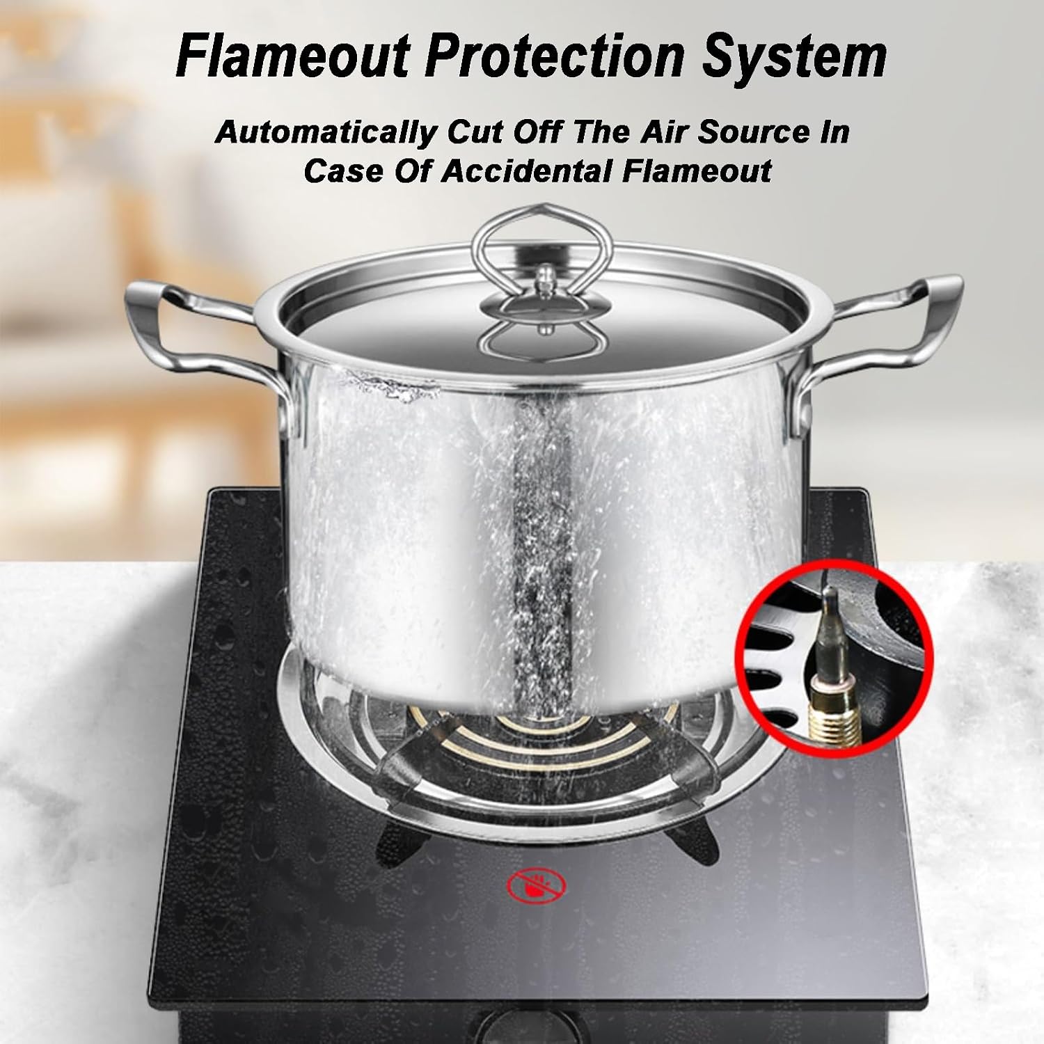 Gas Stove 1 Burner,4.0KW Four-Ring High Flame,Black Tempered Glass Gas Stove,Natural Gas/Liquefied Gas Conversion Stove,with Automatic Flameout(NG)