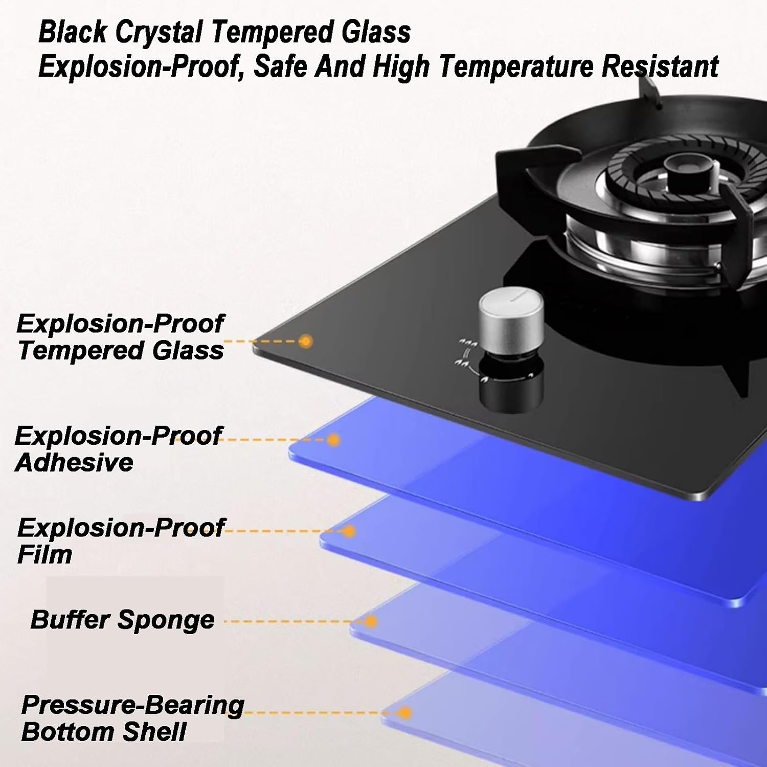 Gas Stove 1 Burner,5KW Rotary Fire,Natural Gas/Liquefied Gas Conversion Stove,Black Tempered Glass Cast Iron Pot Support,with Flameout Protection(NG)