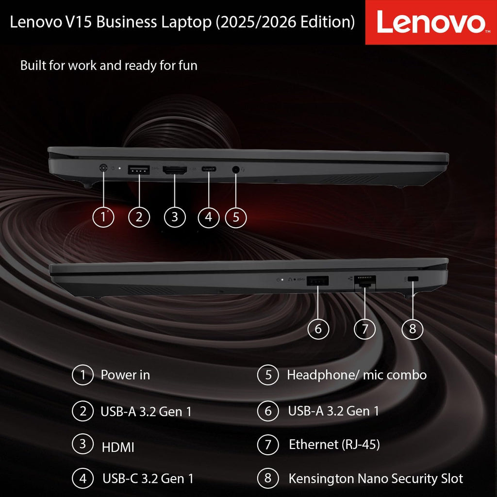 Lenovo 2026 Business and Student Laptop with MS 365 for Web, Intel Powerful Processor, 16GB DDR5, 256GB PCIE, 15.6' FHD Anti-Glare Display, Fast Charging Speed, 14.5-Hour Battery Life, Windows 11 Pro