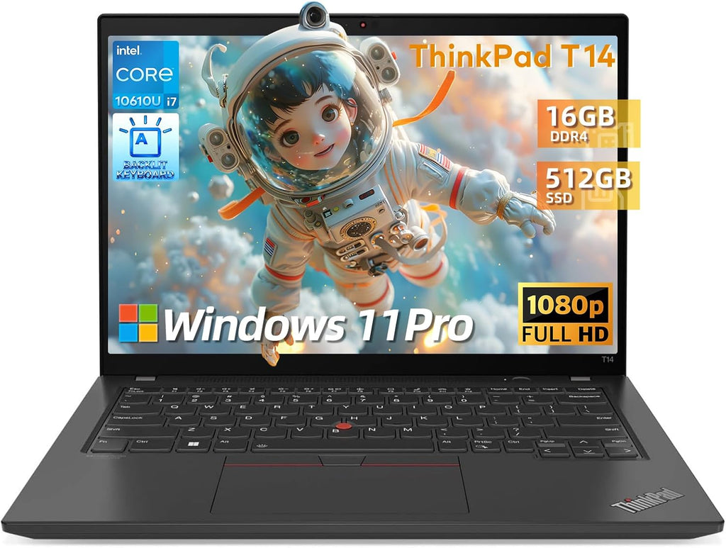 Lenovo Thinkpad T14 Business Laptop i7, Windows 11 Pro 14in FHD(1920x1080) T14 Laptop, Intel Core i7-10610, 16GB RAM, 512GB SSD, Wi-Fi, Bluetooth (Renewed)