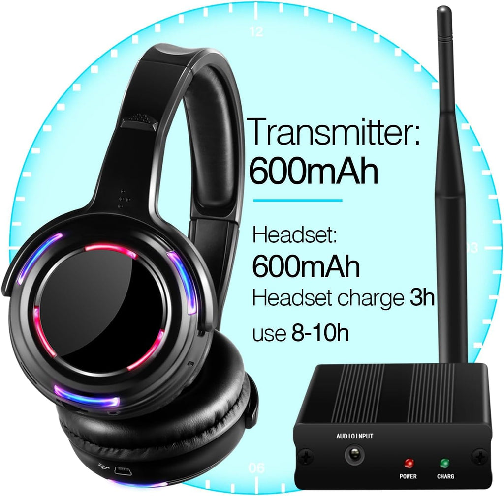 10pcs Bundle Wireless Silent Disco LED Flashing Light Headphones with 1 Transmitter 500m Distance