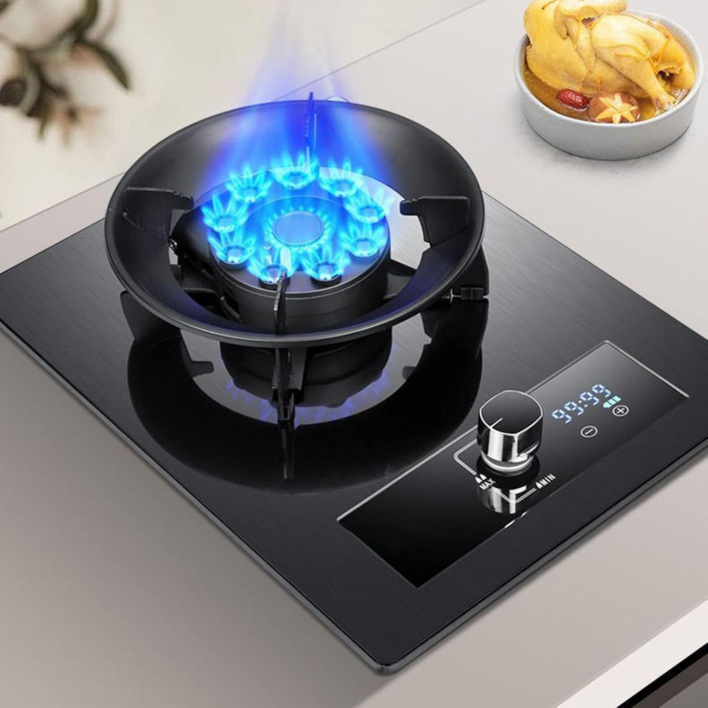 Gas Cooker 1 Burner,Countertop Stove 5.2KW,Tempered Glass Dining Table Cooking,with Flameout Protection and Timer,NG/LPG Gas Conversion(NG)