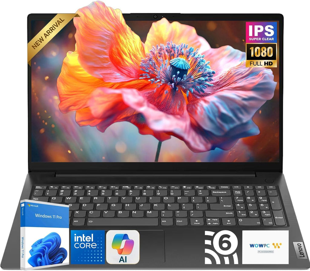 Lenovo V15 Business Laptop Computer, 15.6' FHD Display, Intel Processor, 16GB RAM, 512GB SSD, Long Battery Life, Privacy Shutter, Dolby Audio, Quiet Keyboard, Windows 11 Pro