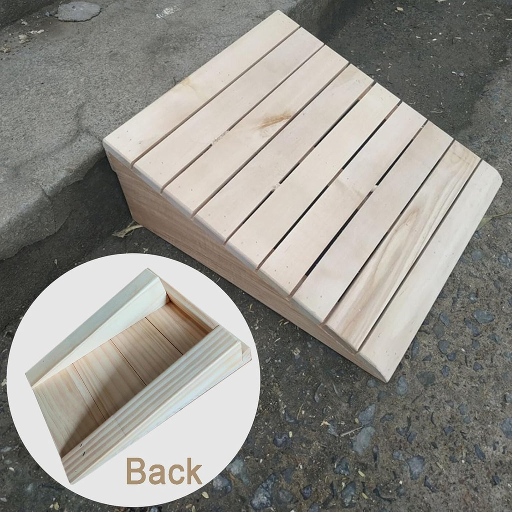 Wheelchair Ramp Wooden Step Stairs Transition Ramp Portable Mobile Nonslip Threshold Ramp for Home Porch Steps Curbs(20 * 21 * 7cm/8 * 8 * 2.8in)