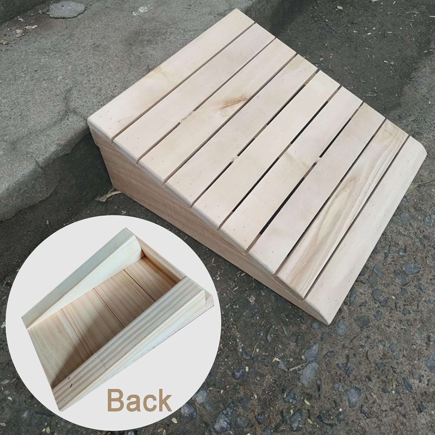 Wheelchair Ramp Wooden Step Stairs Transition Ramp Portable Mobile Nonslip Threshold Ramp for Home Porch Steps Curbs(20 * 21 * 7cm/8 * 8 * 2.8in)