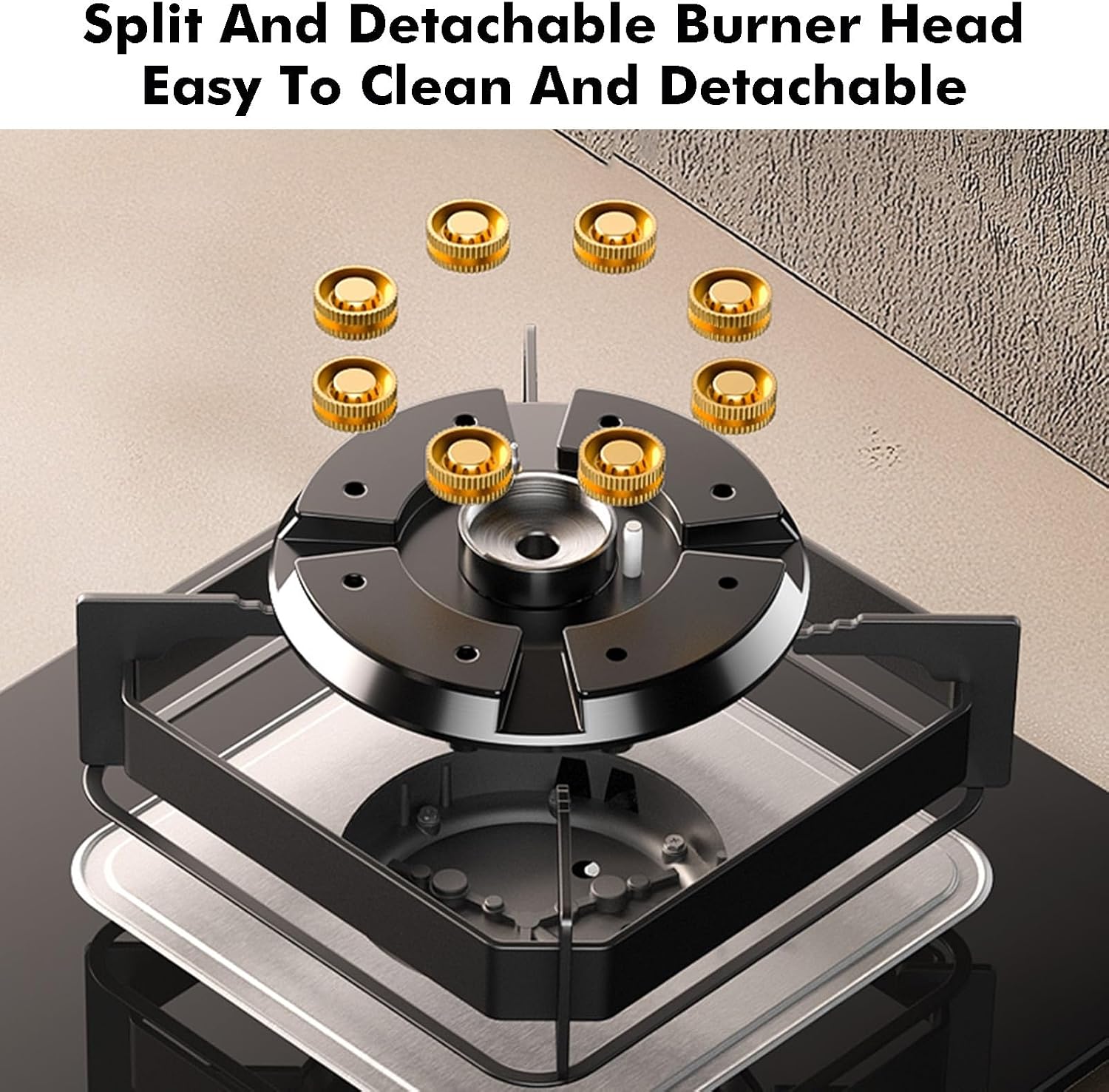 Gas Cooktop 1 Burner,5.2KW 9-Cavity Wok Burner,Tempered Glass with Flameout Protection,for Home Kitchen and Outdoor Use (NG/LPG)(NG)