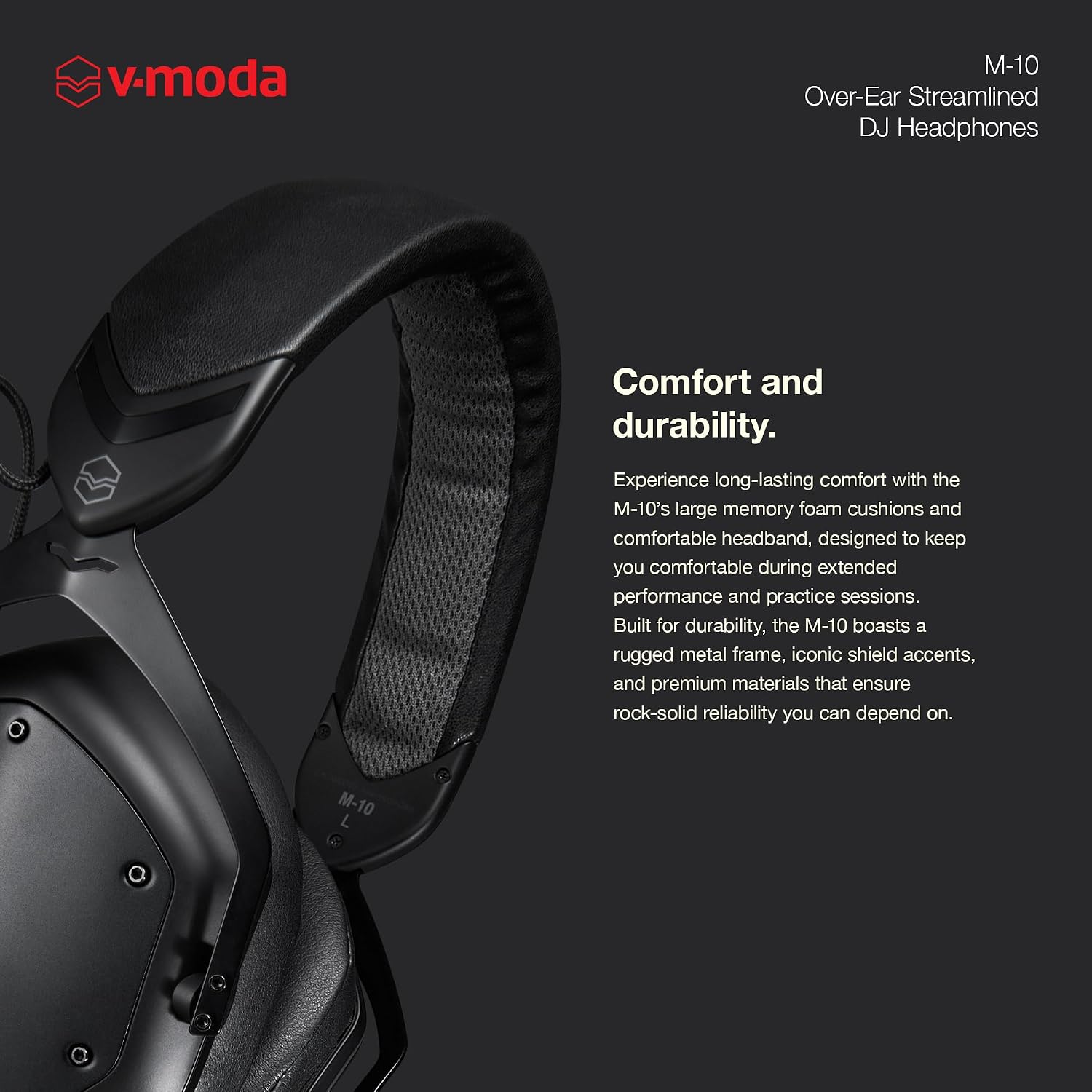 V-Moda M-10 | Streamlined Over-Ear DJ Headphones | Tuned for DJs & Beat-Driven Music | Deep Bass with High-End Clarity | Memory Foam Cushions for Long Performance | Durable Closed-Back Design | Black