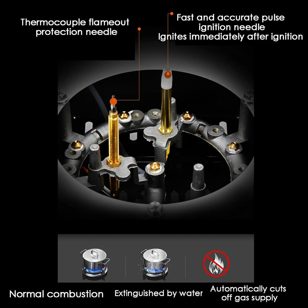 Gas Stove, Timing 1 Burners Gas Hob 9-Cavity Fierce Fire 5.2kw,Desktop and Embedded Dual-use Gas Cooker NG/LPG, for Home Camping Outdoor(LPG)