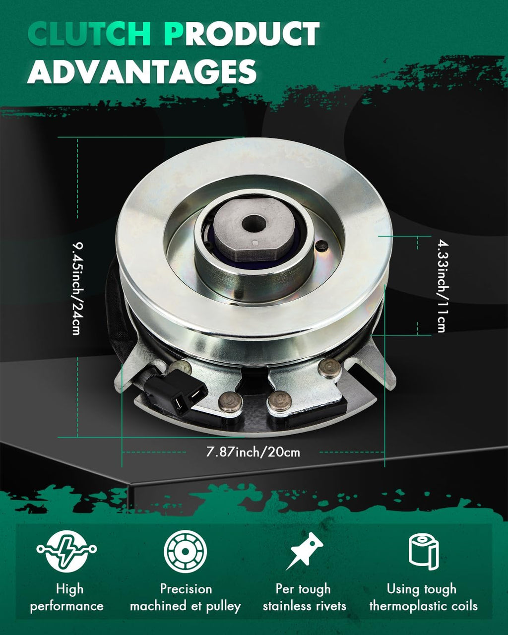SCITOO PTO Clutch Fit for Warner: 5217-35 5217-6 5217-7 5217-9, for John Deere: 5217-7 AM119683, for EXMARK/for Toro: 104-3334, for STENS: 255-511 Electric Lawn Mower
