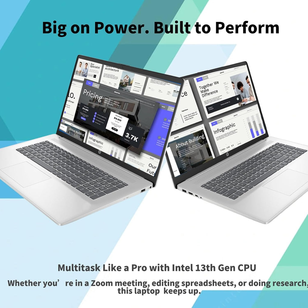 HP 17 Laptop Computer for Business and Students, 17.3' HD+ Display, Intel 10-Core i5-1334U,Windows 11 Pro, Numeric Keypad,Silver (16GB RAM | 1TB SSD)