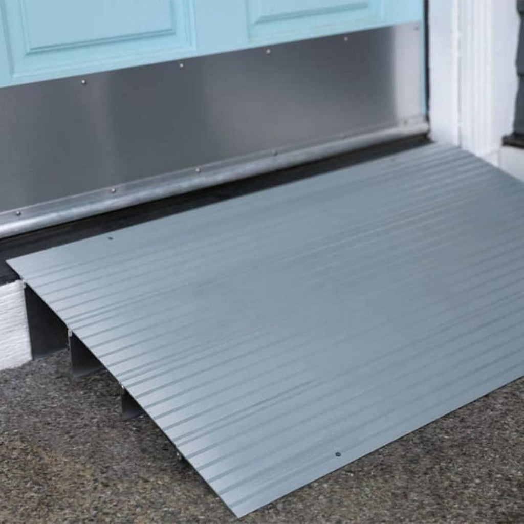 EZ-ACCESS - Threshold Ramps for Doorways - Portable Wheelchair Ramp for Home Steps, Aluminum Door Threshold Sliding Doors, Walker & Wheelchair Access - Adjustable Modular Transitions, 4' Rise