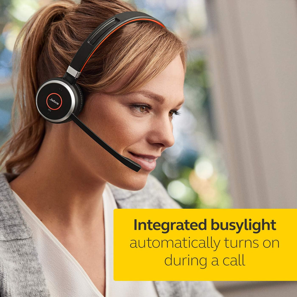 Jabra Evolve 65 UC Wireless Headset, Mono – Includes Link 370 USB Adapter – Bluetooth Headset with Industry-Leading Wireless Performance, Passive Noise Cancellation, All Day Battery