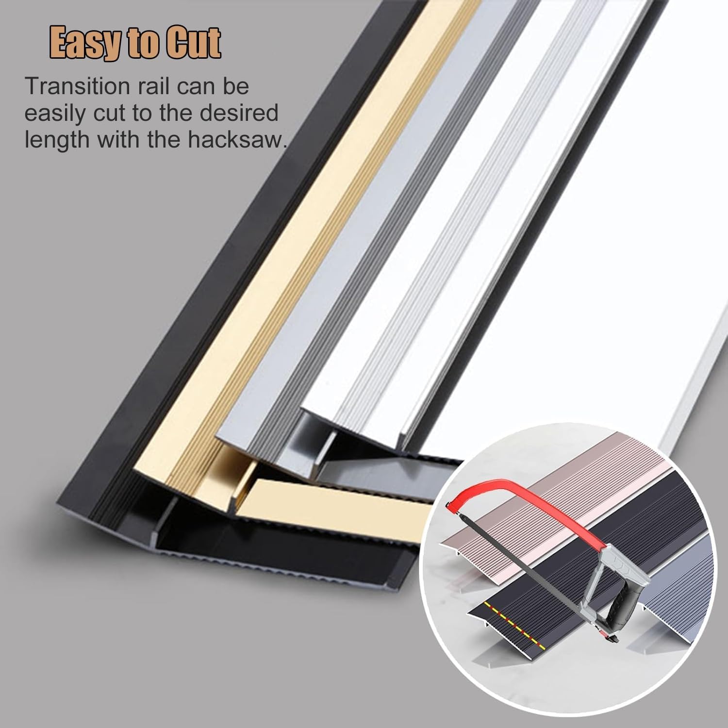 Metal Heavy Duty Transition Strip for Uneven Floors 4 Inch Wide Temporary Ramp Threshold Reducer for Wood to Tile/ Laminate Flooring/ Concrete Slabs, Floor Edge Trim ( Color : Silver , Size : 105cm/41