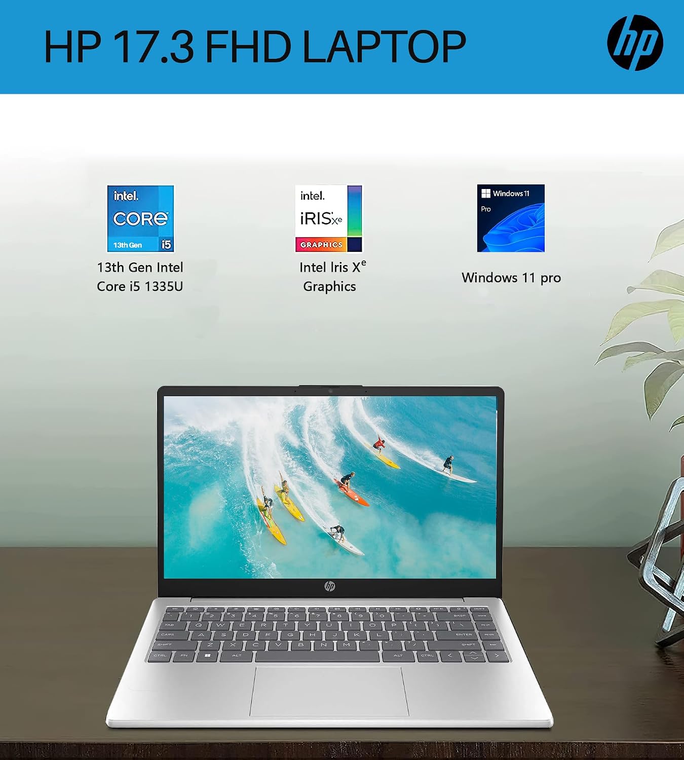 HP 17.3 Business Laptop 2024, 17.3' FHD Display, Intel Core i5 1335U Processor (10 Cores, Up to 4.6GHz), 16GB RAM, 512GB SSD, Intel Iris Xe Graphics, Wi-Fi i 6, Backlit Keyboard, Win 11 Pro