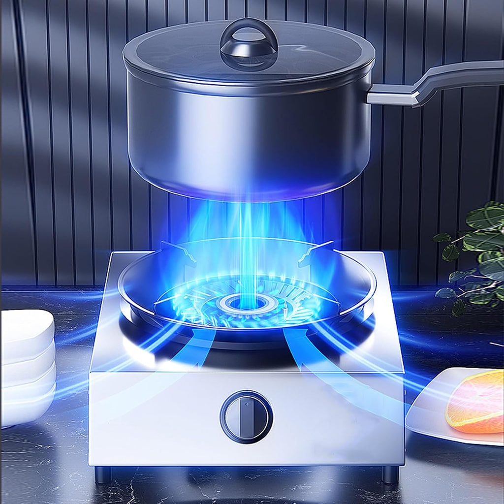 Gas Stove 1 Burner,Stainless Steel Gas Cooker,5.2W Indoor Regulators,Gas/LPG Gas Conversion Stove,with Flameout Protection,for Home Kitchen(LPG)