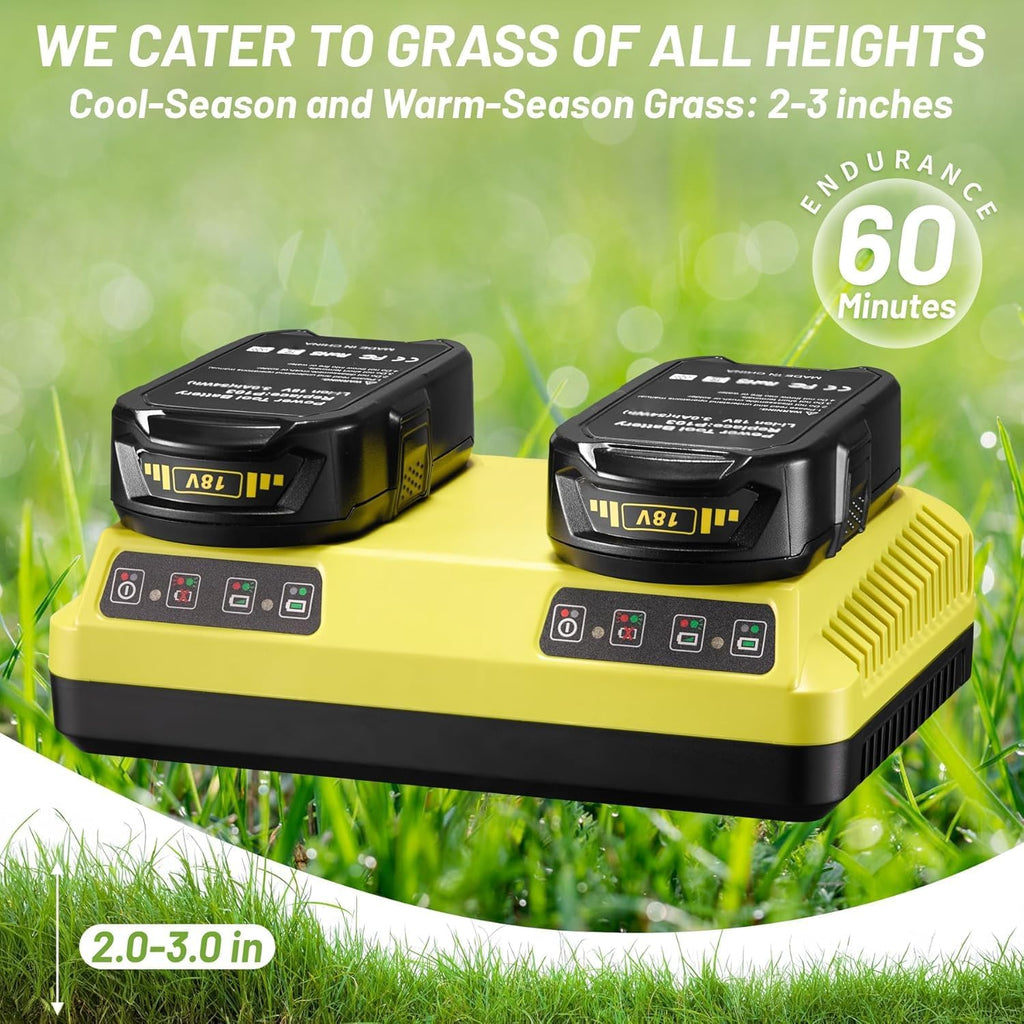 Cordless Remote Control Lawn Mower – Self-Propelled Electric Lawn Mower with Dual 3Ah Batteries, Remote Control, Adjustable 2'–3' Cutting Height & All-Wheel Traction for 45° Slopes