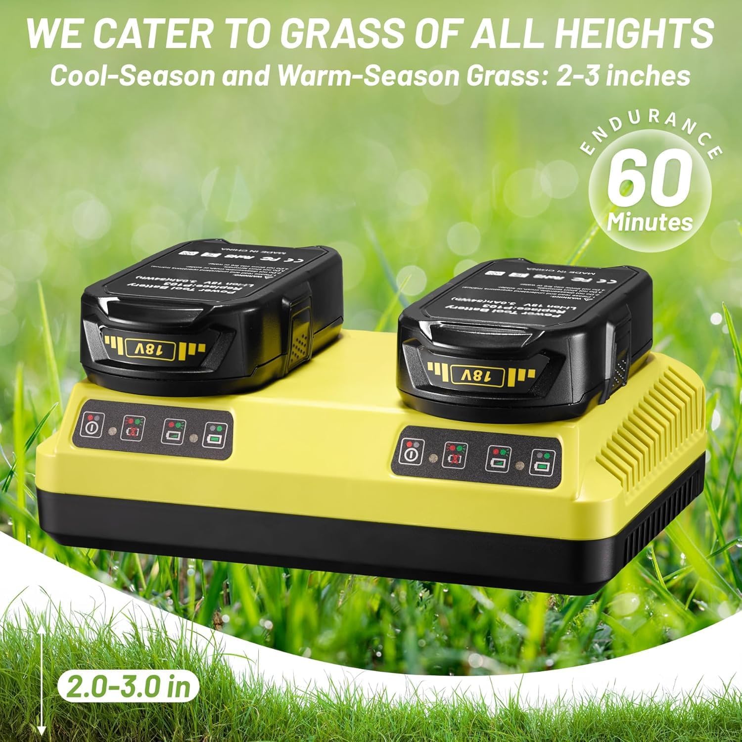 Cordless Remote Control Lawn Mower – Self-Propelled Electric Lawn Mower with Dual 3Ah Batteries, Remote Control, Adjustable 2'–3' Cutting Height & All-Wheel Traction for 45° Slopes