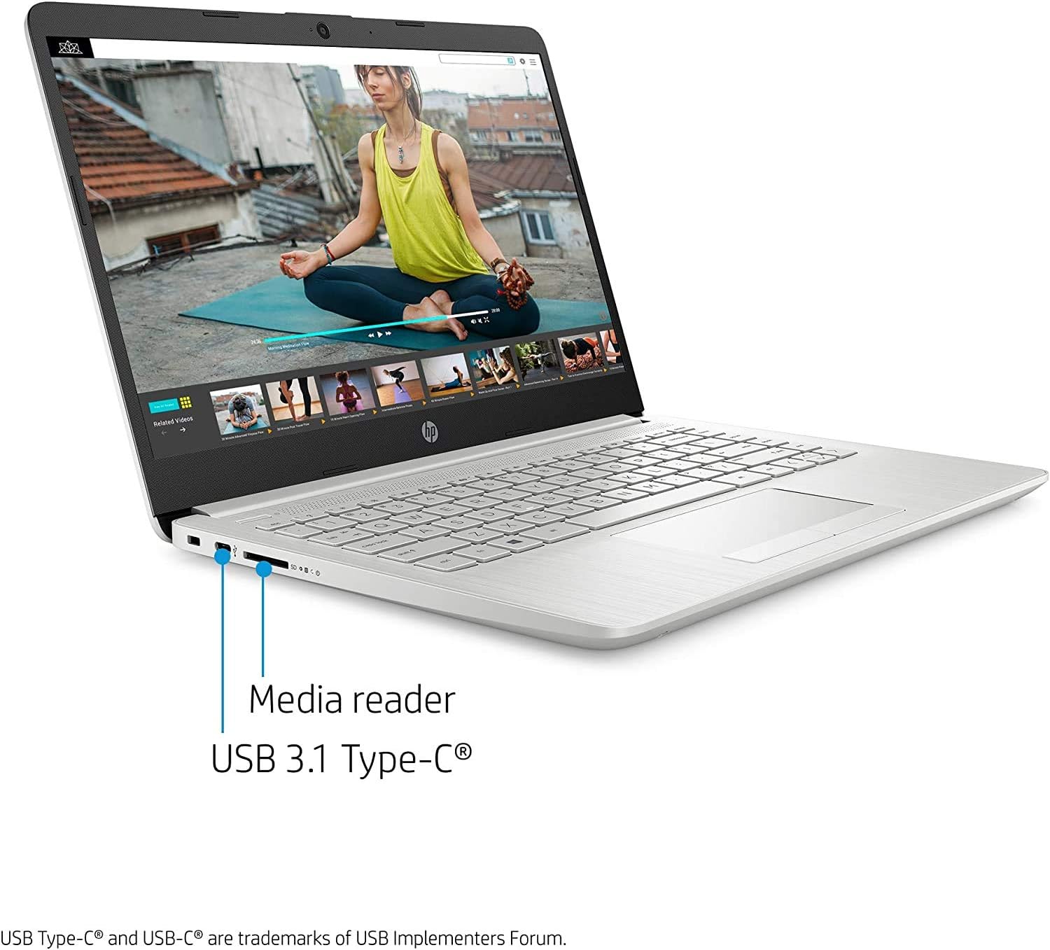 HP 14-fq0032ms Laptop for Business and Student, 14'' LED Touchscreen, AMD Ryzen 3 3250U Processor(up to 3.5 GHz), 8GB RAM, 128GB SSD, Webcam, WiFi, Ethernet, HDMI, USB-A&C, Win10, Natural Silver