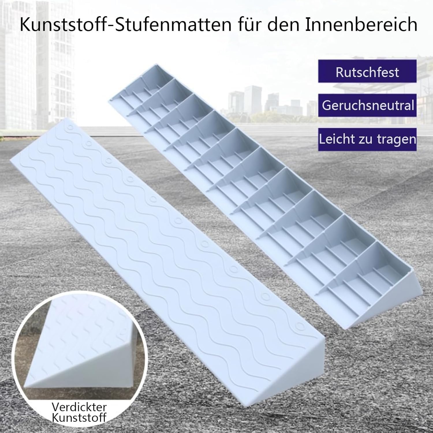 Portable Rubber Wheelchair Ramp, 5cm Cream Threshold Access Ramp for Easy Mobility, Ideal for Doorways, Lightweight & Durable (Grey, 2cm Option)