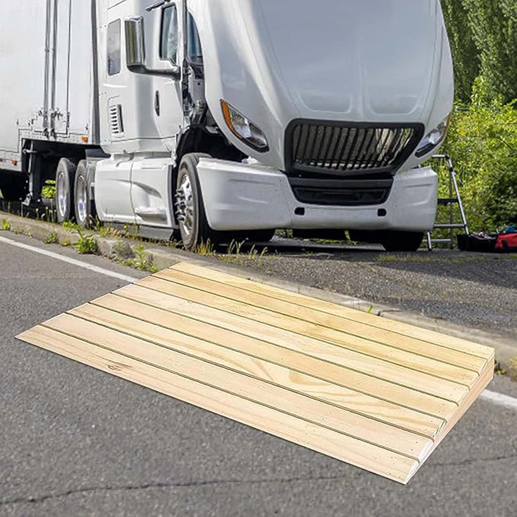 Transition Ramps 27.5x17x7in, Wood Threshold Ramp, Portable Mobile Threshold Rise Ramps, with Non-Slip Grooves, for Front Doors, Garage Doorways, Patios, Elderly Residential Home