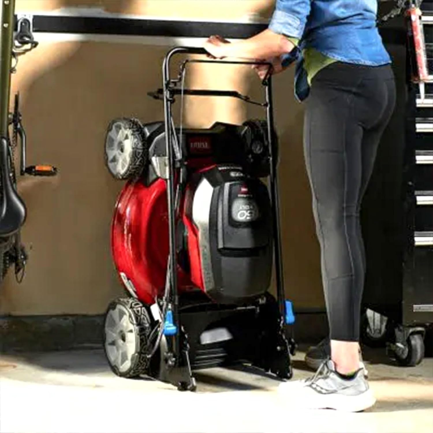 Toro Recycler 21 Inch Deck 60-Volt Max Durable Steel Foldable Lockable Push Lawn Mower with 3-Phase Brushless Motor, Black/Red