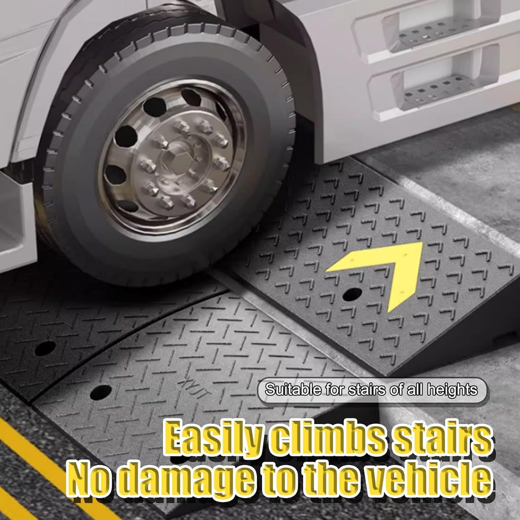 Rubber Curb Ramps，Door Step Ramp，Portable Curb Ramp, Heavy Duty Rubber Threshold Ramp，Threshold Ramps，for Sidewalk，Warehouses, Garages, Sidewalks, Wheelchairs(50*100*19cm/19.7*39.4*7.5in)