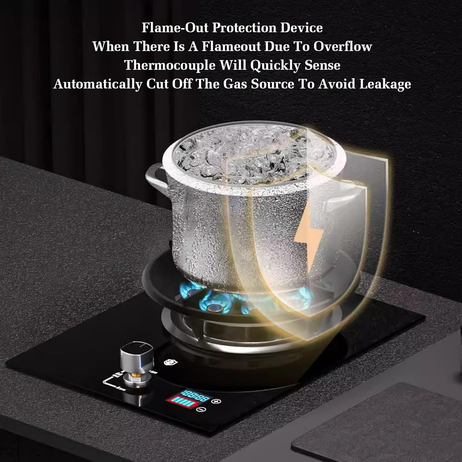 Gas Stove Single Burner,5.2KW Camping Gas Cooker,Gas/LP Gas Conversion Stove,with Accidental Flameout Protection Device,for Home Kitchen(LPG)