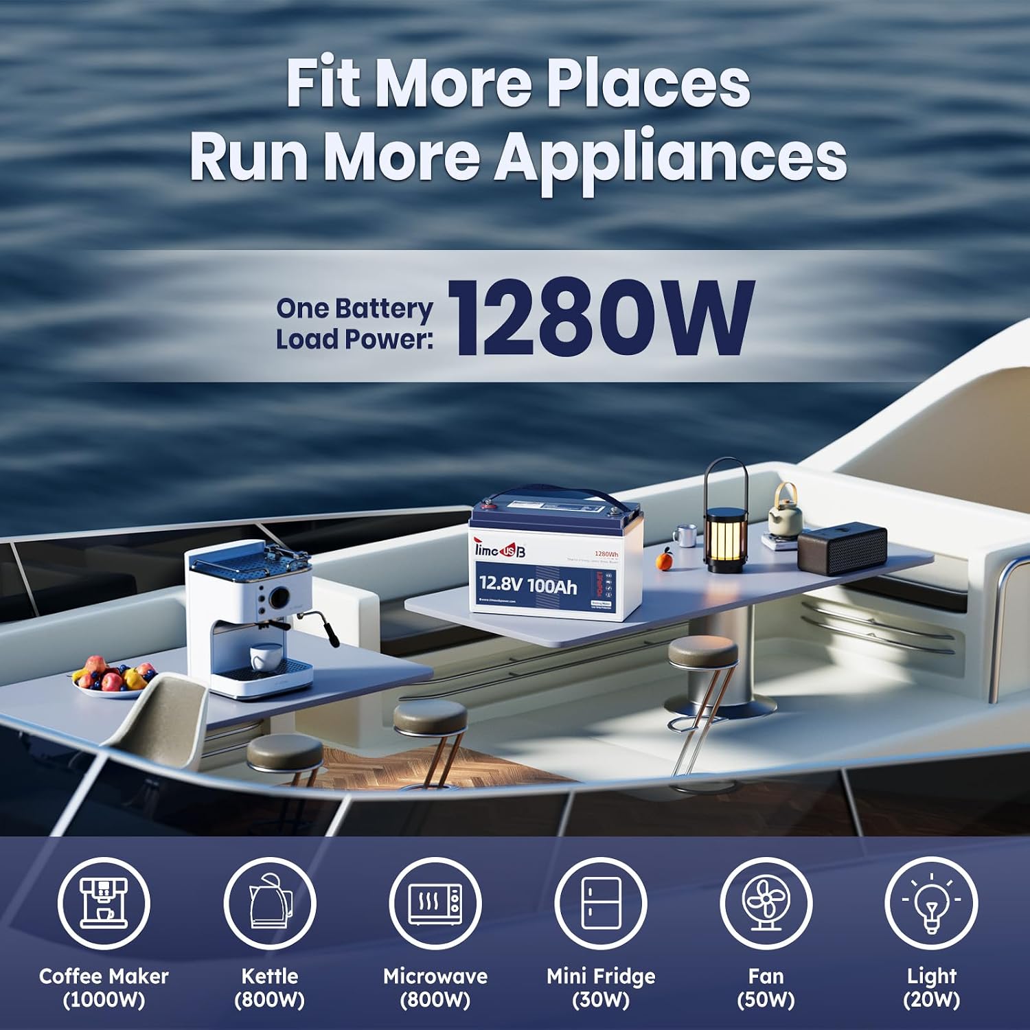 Timeusb 12V 100Ah Trolling Motors LiFePO4 Lithium Battery Group 31 with Low-Temp Protection, 15000 Deep Cycle Marine Batteries with 100A BMS, 1280Wh Energy, Perfect for Boat, RV, Solar, Energy Storage