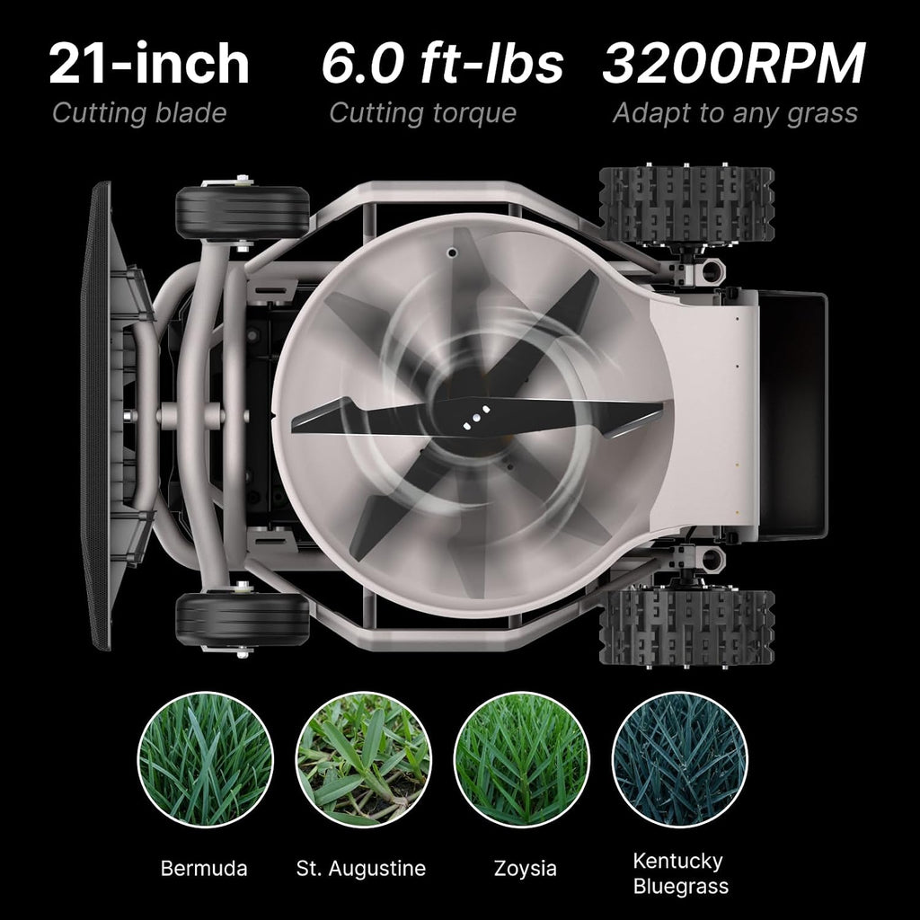 Mowrator S1 2WD 56V 12Ah Remote Control Lawn Mower, 45% (24°) Slope, Upgraded with Deformable Tires & Metal Hubcaps, 21' Steel Blade, 1.8–4.6' Height, Covers up to 0.75 Acre, Mulching Blade Included