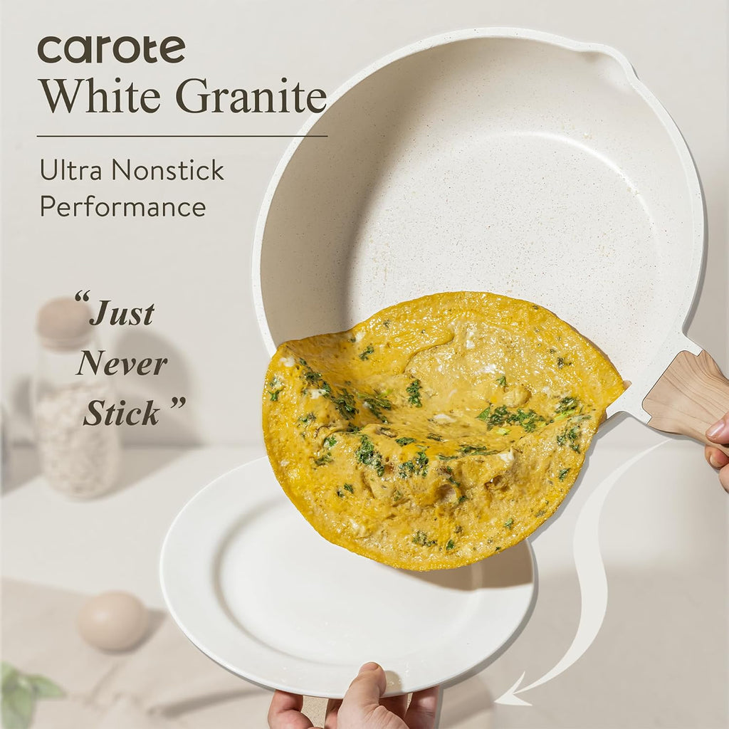CAROTE Pots and Pans Set Nonstick, Cookware Set Induction Kitchen Cooking Set 26cs w/Frying Pans & Saucepans& Grill Pan