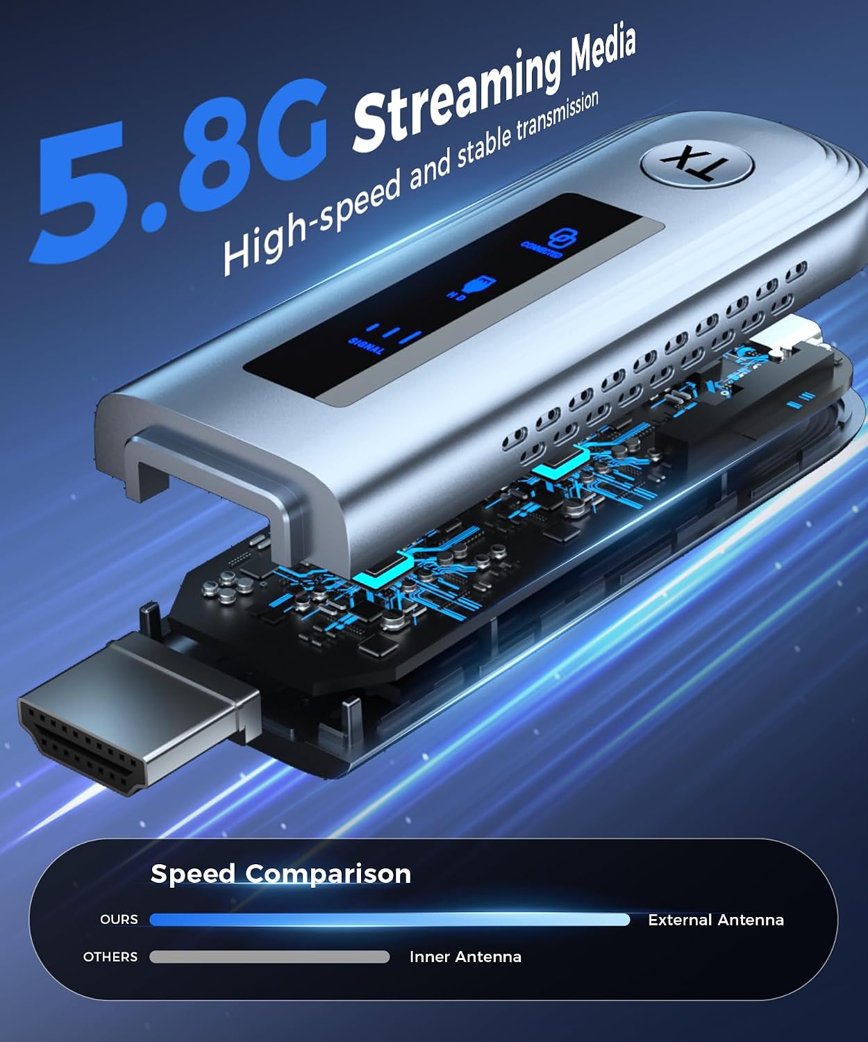 Beyn 4K Wireless HDMI Transmitter and Receiver, 4K Input & Output,2026 Upgraded LED Display,Plug and Play,Wireless HDMI Extender,Compatible with PC/Laptop/Camera/HDTV/Projector/TV Box