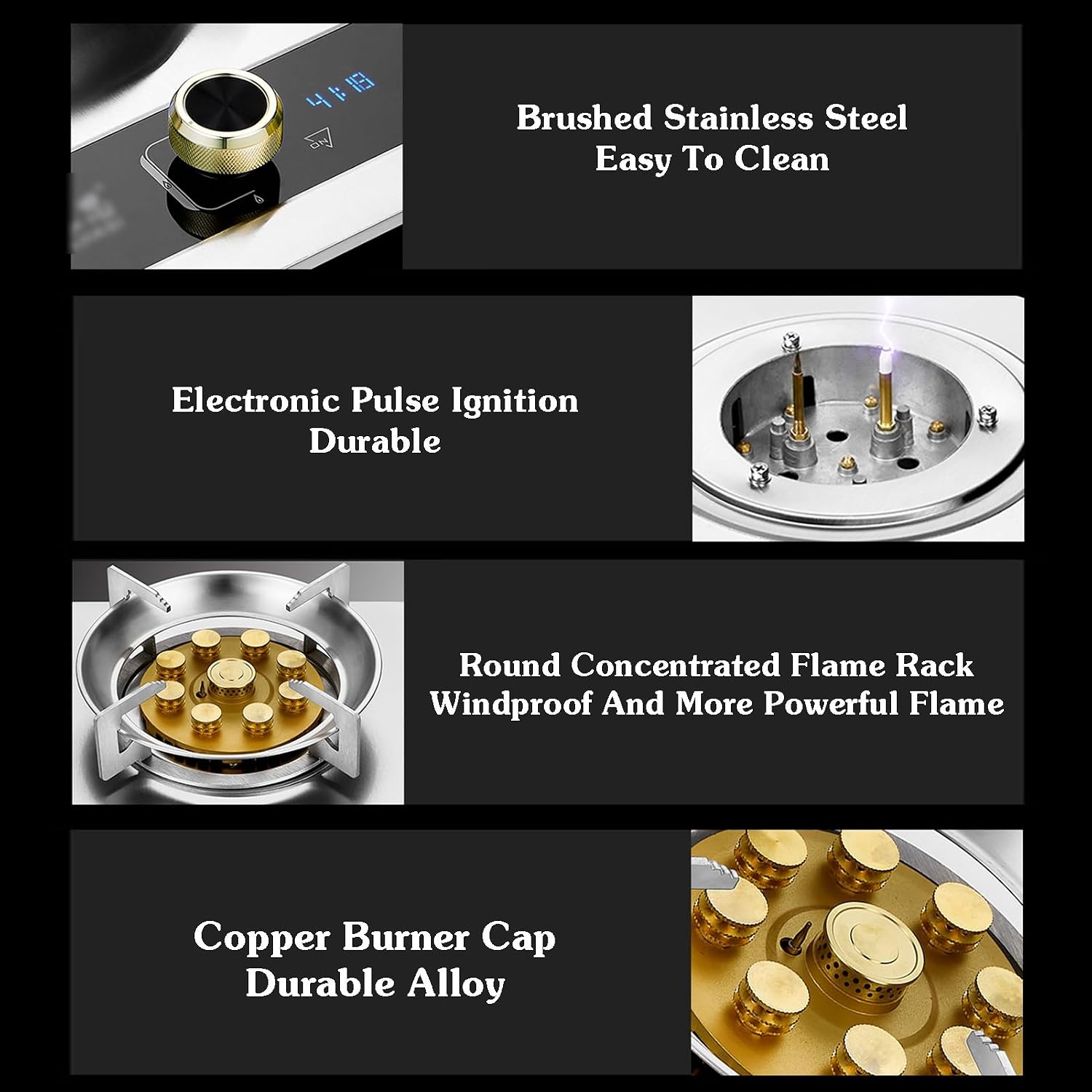 Gas Stove 1 Burner,5.2kw 9-Cavity High Fire Timer,Tempered Glass Countertop,NG/LPG Gas Source Kit,with Flameout Protection,for Caravan Camping(LPG)