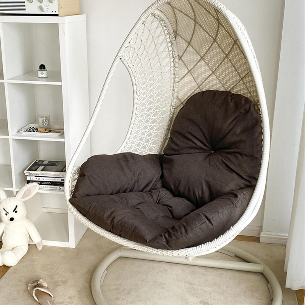 Hanging Egg Chair Cushion Replacement, Thickened Indoor/Outdoor Patio Hammock Swing Chair Cushion, Washable Egg Swing Cushion(Brown)