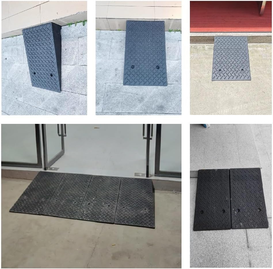 Portable Rubber Curb Ramps Lawnmower Threshold Ramps Driveway Kerb Ramp Loading Ramps With Expansion Screws Doggy Door Ramp for Car Motorcycle Wheelchairs Scooter Bike Truck Forklifts(19.7x31.5x9.1in)