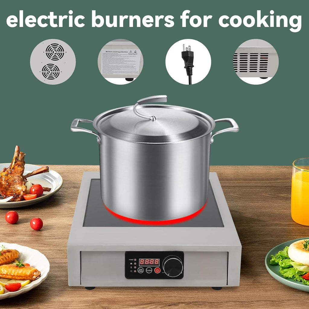 3500W Commercial Induction Cooktop, Professional Portable Electric Stove with LED Display, Single Burner Hot Plate for Cooking, 110V, Compact Design (17.72'x13.78'x4.72')
