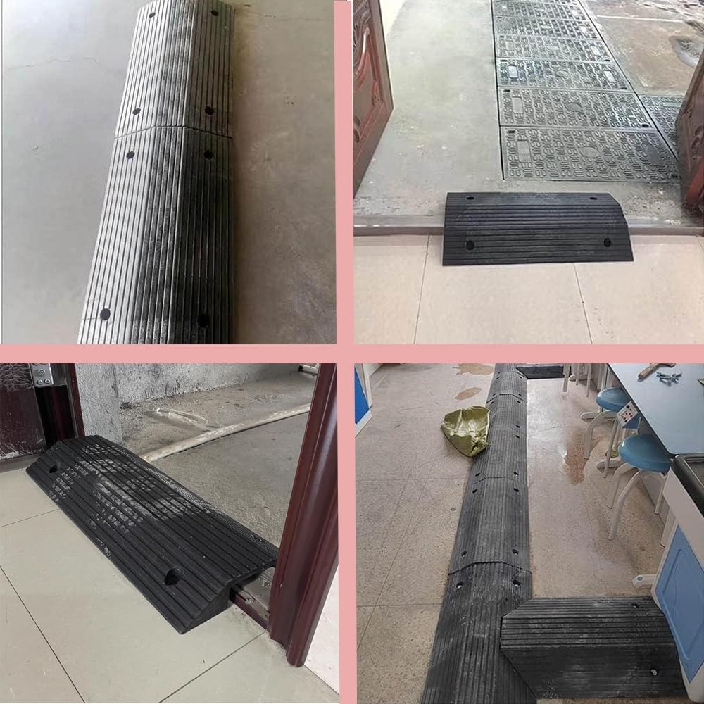 3' 4' Rise Bridge Ramp Transition Threshold Ramp for Doorway | Rubber Wheelchair Ramp Non-Slip Textured Surface Curb Ramps for Door, Entryway, Steps, Handicap(80x40x8cm(31'x15'x3'))