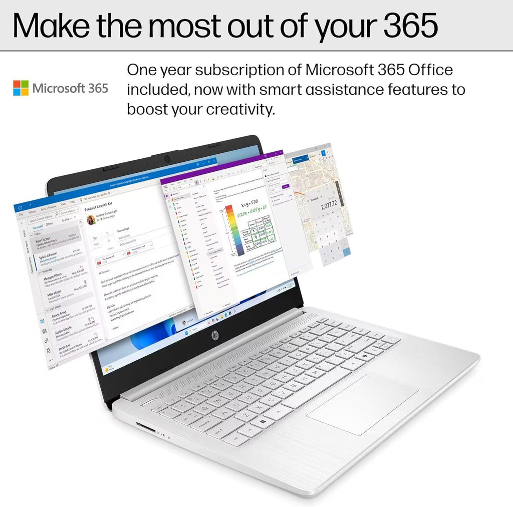 HP Everyday Laptop with Copilot AI • 2026 Edition • 8GB RAM - 256GB SSD • Microsoft Office 365 Included • Thin & Portable • Fast Charge and 12hrs Battery • Windows 11 | w/o Mouse
