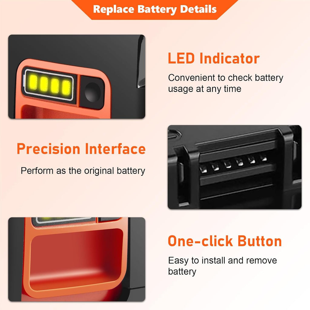 PENGJBATTER 4 Packs 40V 3000mAh Long-Lasting Battery Compatible for Black and Decker 40V Lithium Battery LBXR36 LBX2040 LBX2540 LBXR2036, Compatible with Black and Decker 40 Volt Power Tools