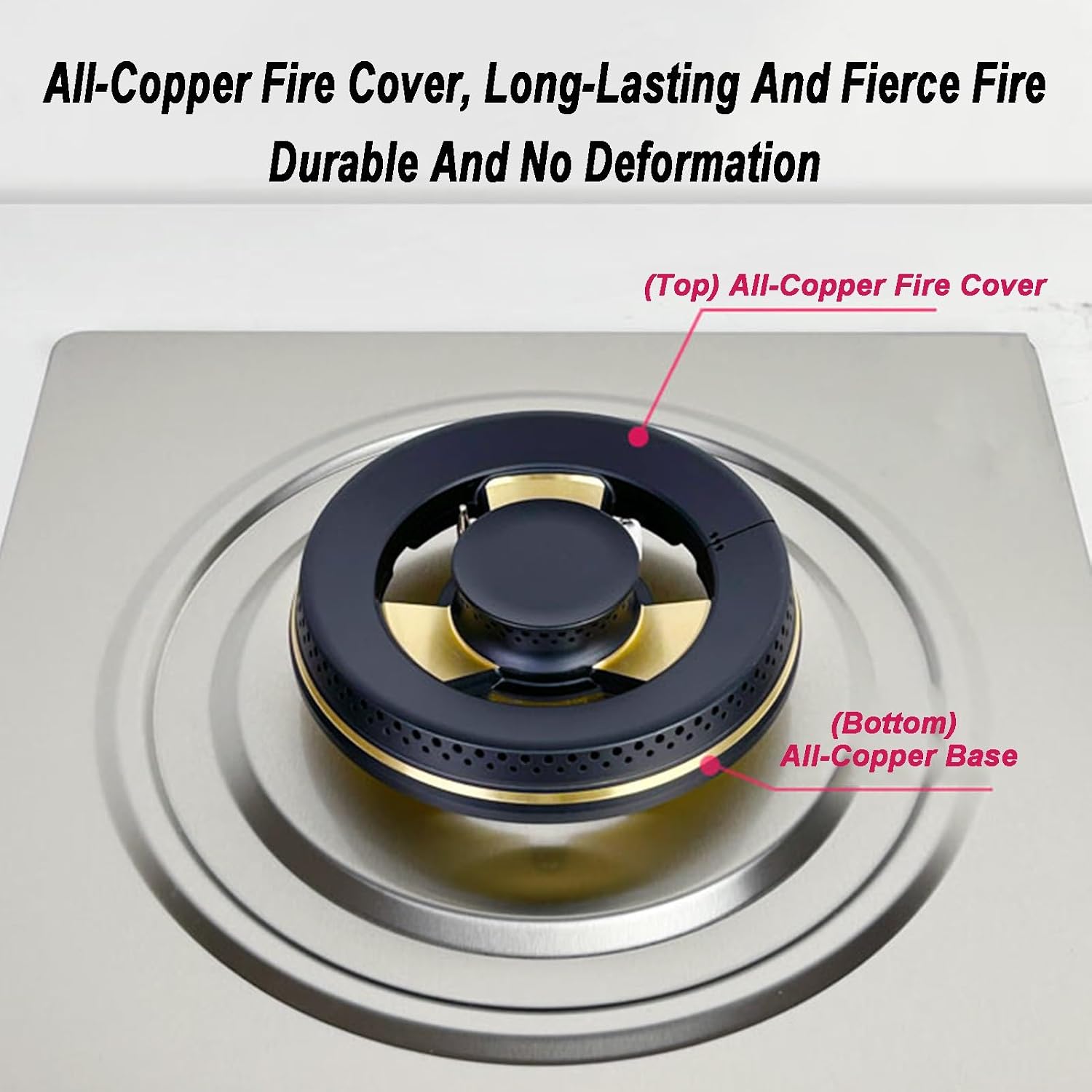 Gas Stove 1 Burner,4.2KW All-copper Stainless Steel Gas Stove,Tabletop/Embedded Burner,NG/LPG Convertible,with Flameout Protection(NG)