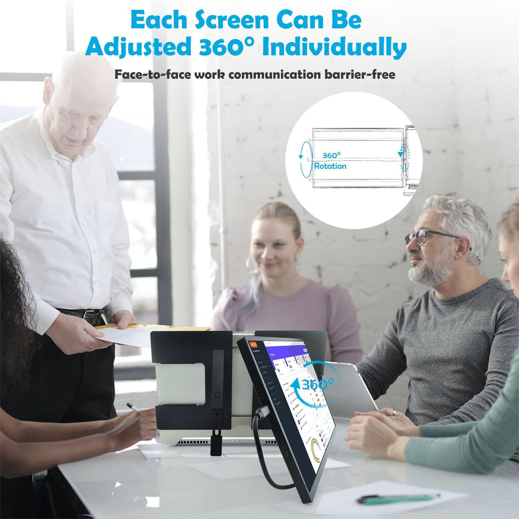 14.1-inch 2K Portable Dual Laptop Monitor Extender (with USB Docking Station) 2240x1400 QHD IPS Foldable Plug and Play Travel Home Office Second Screen Compatible with HDMI,USB-A and USB-C