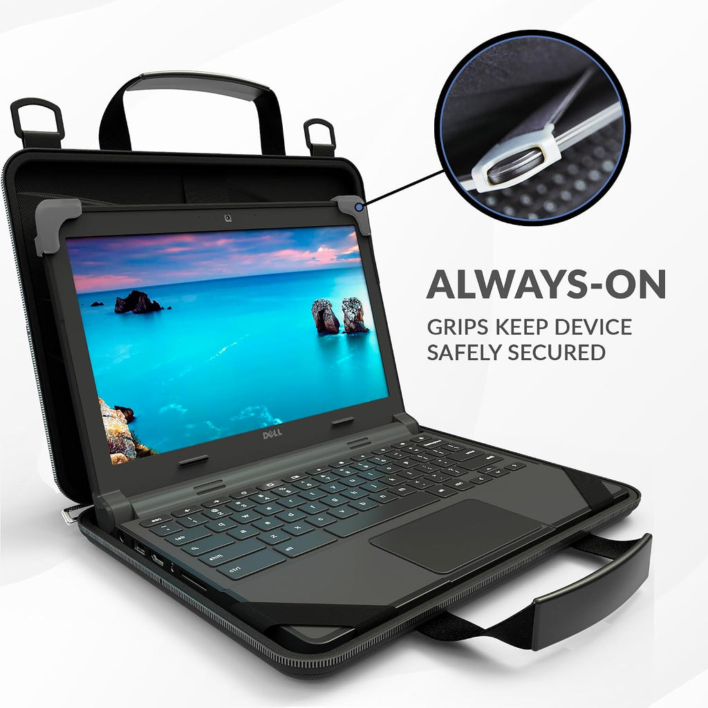 UZBL 13-14 Inch Always-on Chromebook Protective Hard Case with Accessory Pouch and Adjustable Shoulder Strap (20 Pack)