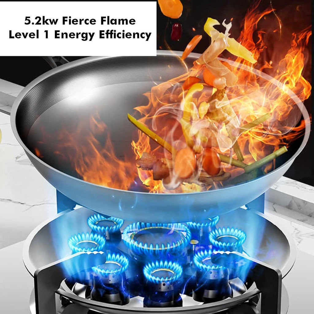 Single Burner Gas Stove,5.2kW Nine-Cavity High Fire,Tempered Glass with Timer and Flameout Safety for Home Kitchen(NG)