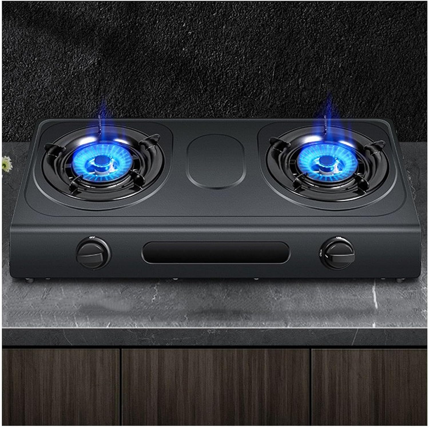 Propane Stove,2 Burners Portable Propane Stove,17742.4BTU High Power Stainless Steel Gas Cooktop for Kitchen Outdoor RV and Apartments(black) (Color : NG)