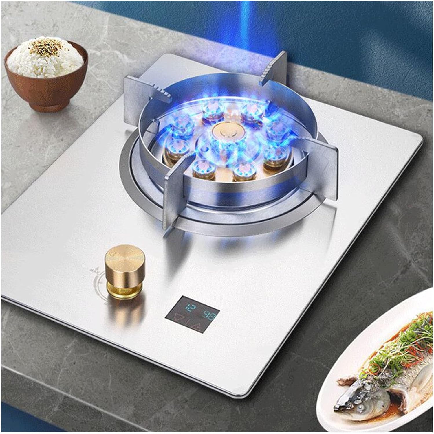 Portable Gas Stove,Single Burner Propane Stove,Max 23884BTU with Pulse Electronic Ignition Stainless Steel Suitable for Apartments Kitchens (Color : NG, Size : Style 2)