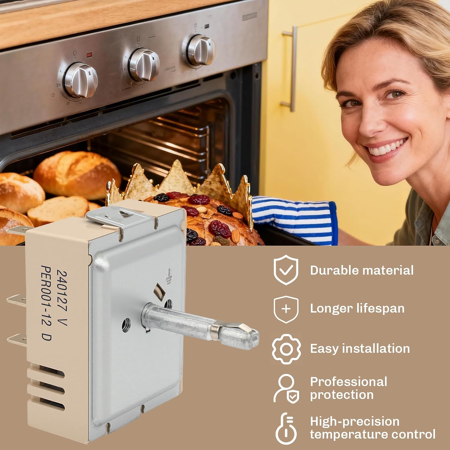 This DG44-01006B/PER001-12D two-position rotary switch is compatible with Samsung gas stove control panels and can be used to replace and repair gas stove components - 2-pack