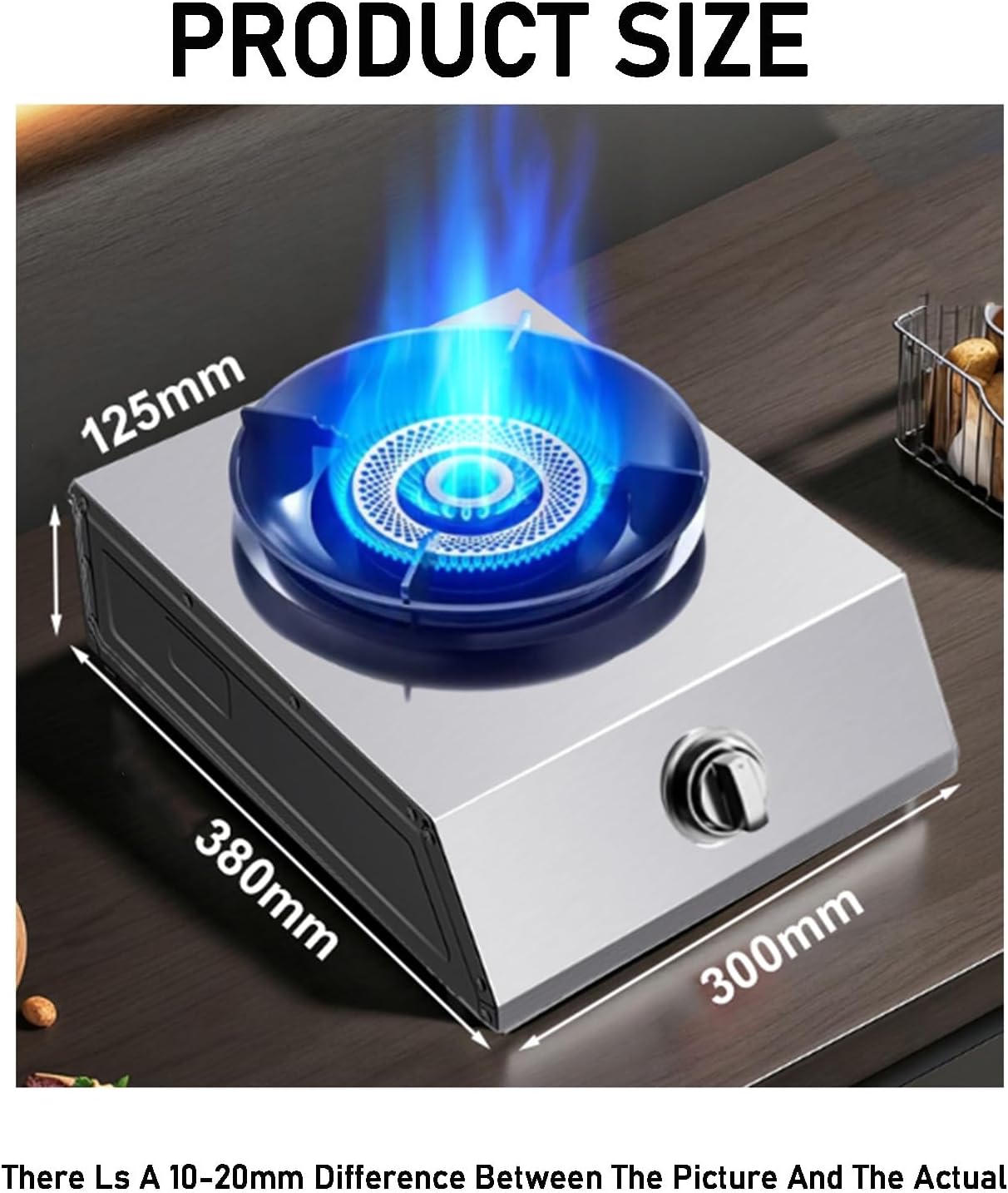 Single-burner Gas Stove,low-pressure Double-ring Nozzle Stainless Steel Stove,desktop 5.2kw with Child Lock,suitable for Family Gatherings and Picnics(LPG)