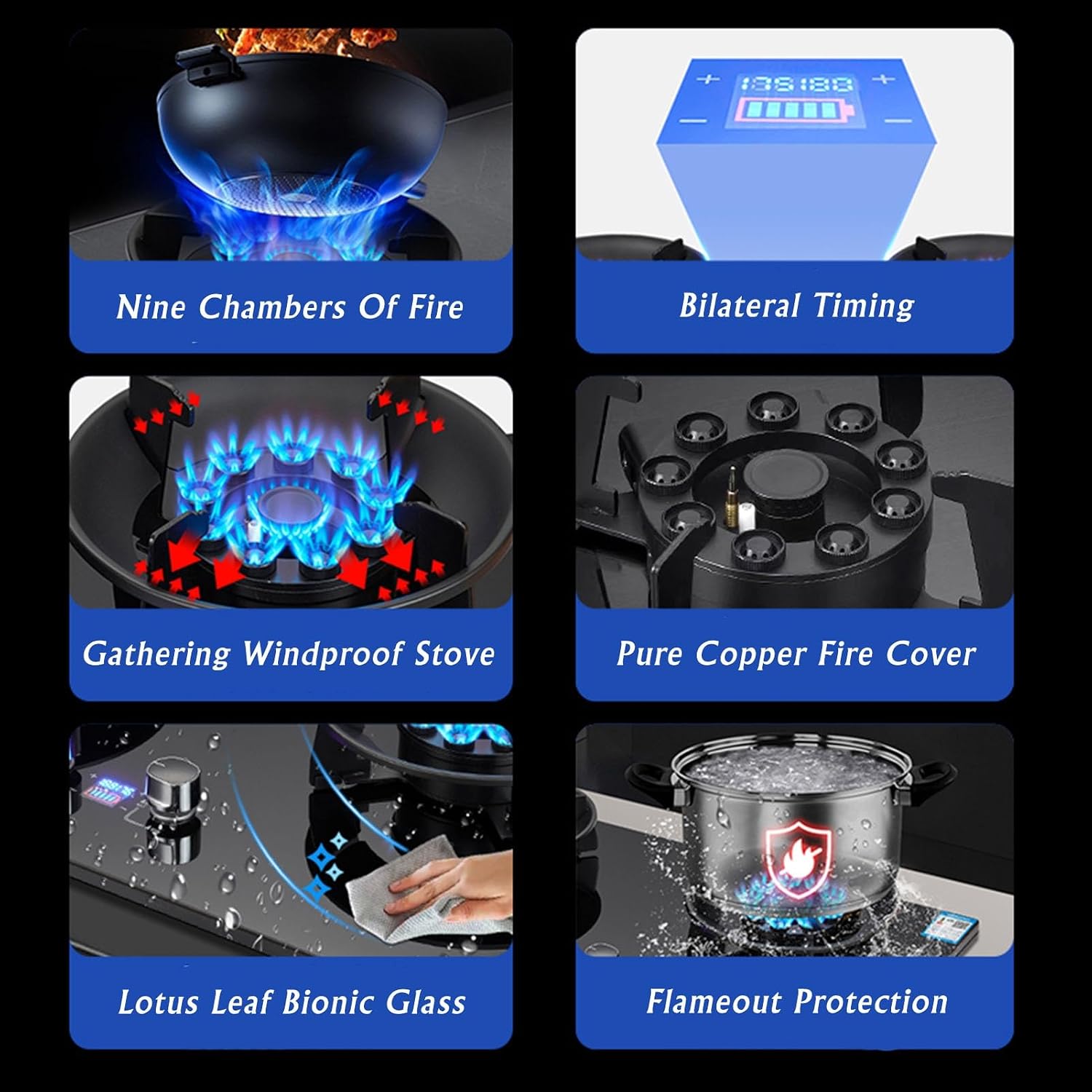 Propane Stove,2 Burners Portable Propane Stove,17742.4BTU High Power Tempered Glass Gas Cooktop for Kitchen Outdoor RV and Apartments (Color : LPG)